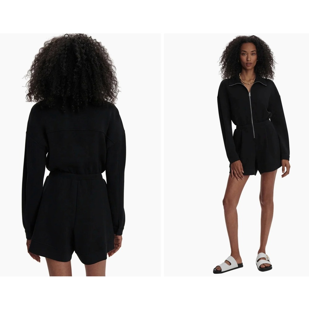 Varley Annika Playsuit Romper Black DoubleSoft Half Zip Long Sleeve XS - Picture 8 of 8